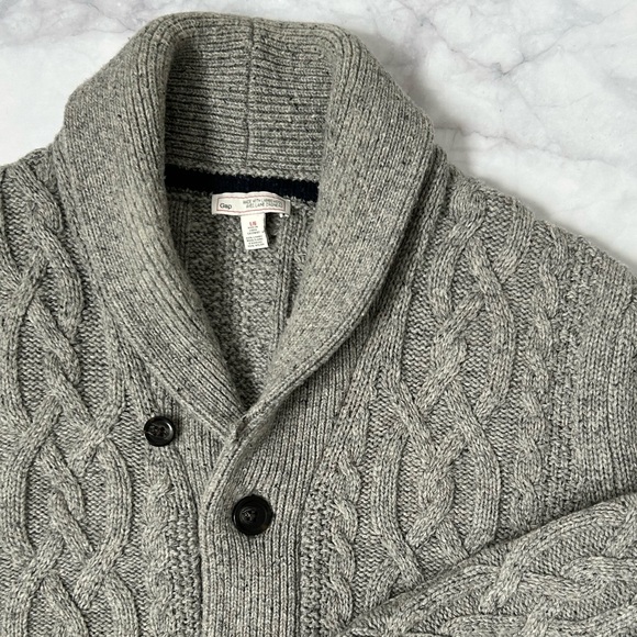 Gap Lambswool Cable Knit Shawl Cardigan - US L - Picture 5 of 14